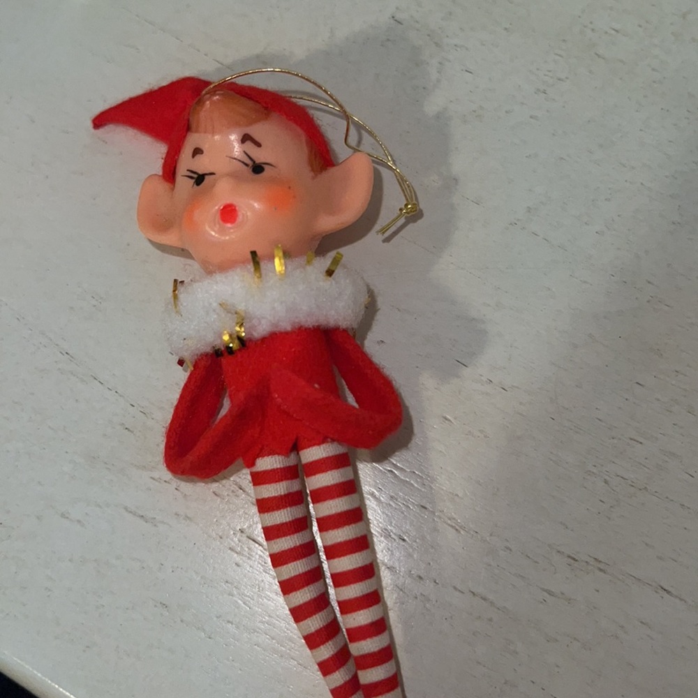 Lot vintage MCM Japan pixie elves Christmas pipe cleaner ornaments - Picture 2 of 10